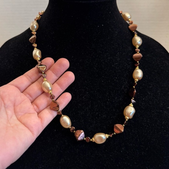 Made in France Jewelry - Vintage French Faux Glass Baroque Pearl Beaded Necklace High End France 23"